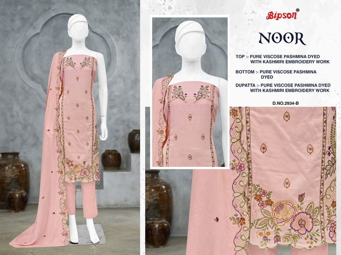 Noor 2934 By Bipson Viscose Pashmina Dress Material Wholesale Price In Surat